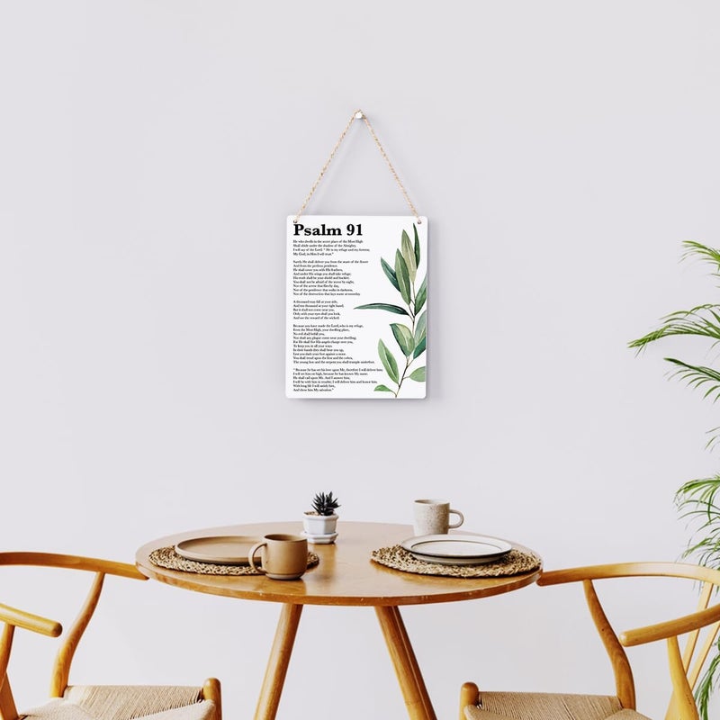 BELLOWDEER Inspirational Scripture Wall Art Bible Verses Psalm 91 Wall Decor Christian Wall Art Decor Prayer Room Decor Religious Gifts, Wooden Sign for Home Office Nursery Bathroom Decoration 8x10 Inches - Image 4